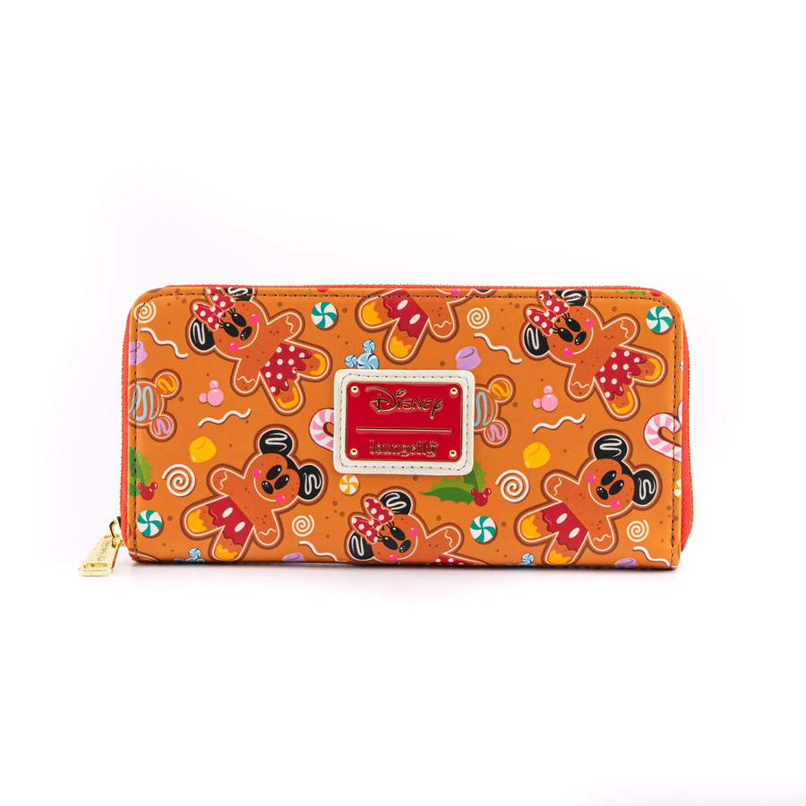 Gingerbread Mickey And Minnie Mouse Zip Around Wallet