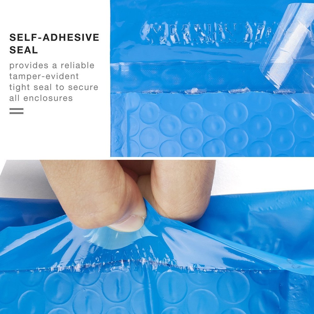 100 Blue Poly Bubble Padded Envelopes Self-Sealing Mailers 4X8 (Inner 4x7)