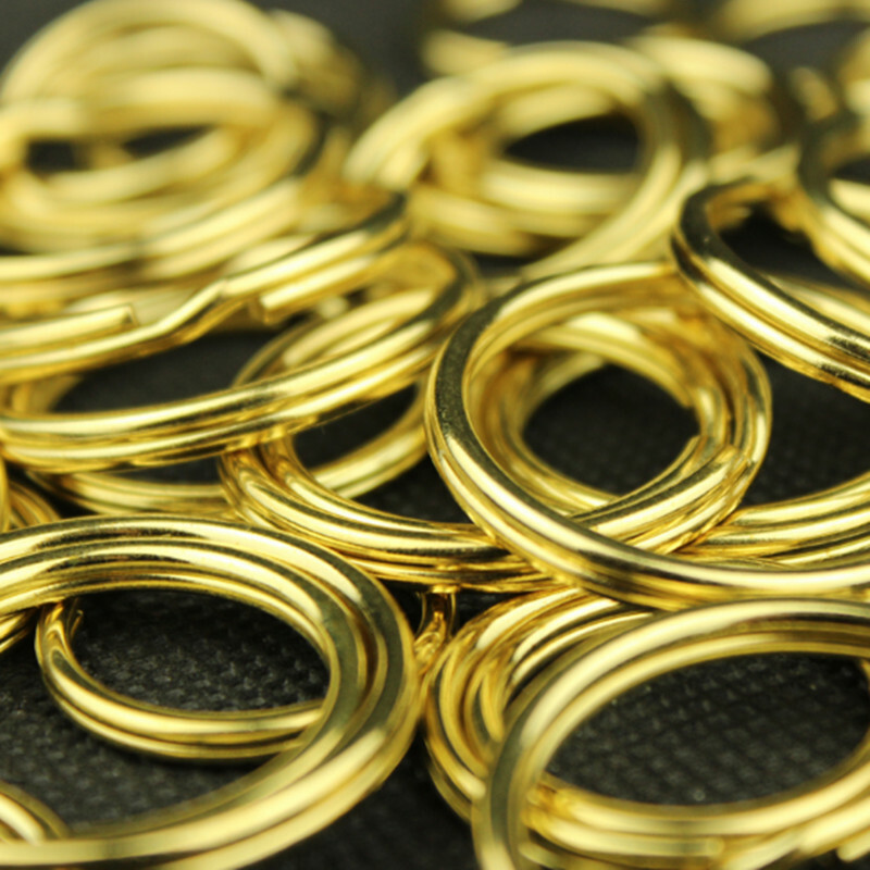 Solid Brass Key Ring Split Rings Round Wire Keyring 15mm - 35mm Double Loop
