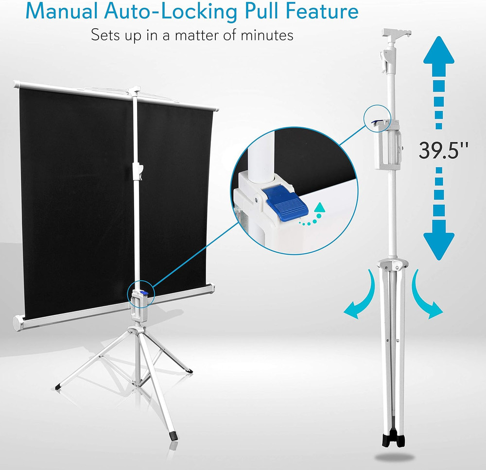 Portable Projector Screen Tripod Stand - Mobile Projection Screen, Lightweight C