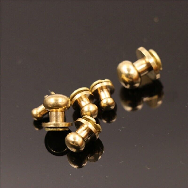 50pcs M3 Round Head Solid Brass Stud Screw Rivet Chicago Button Leather Craft