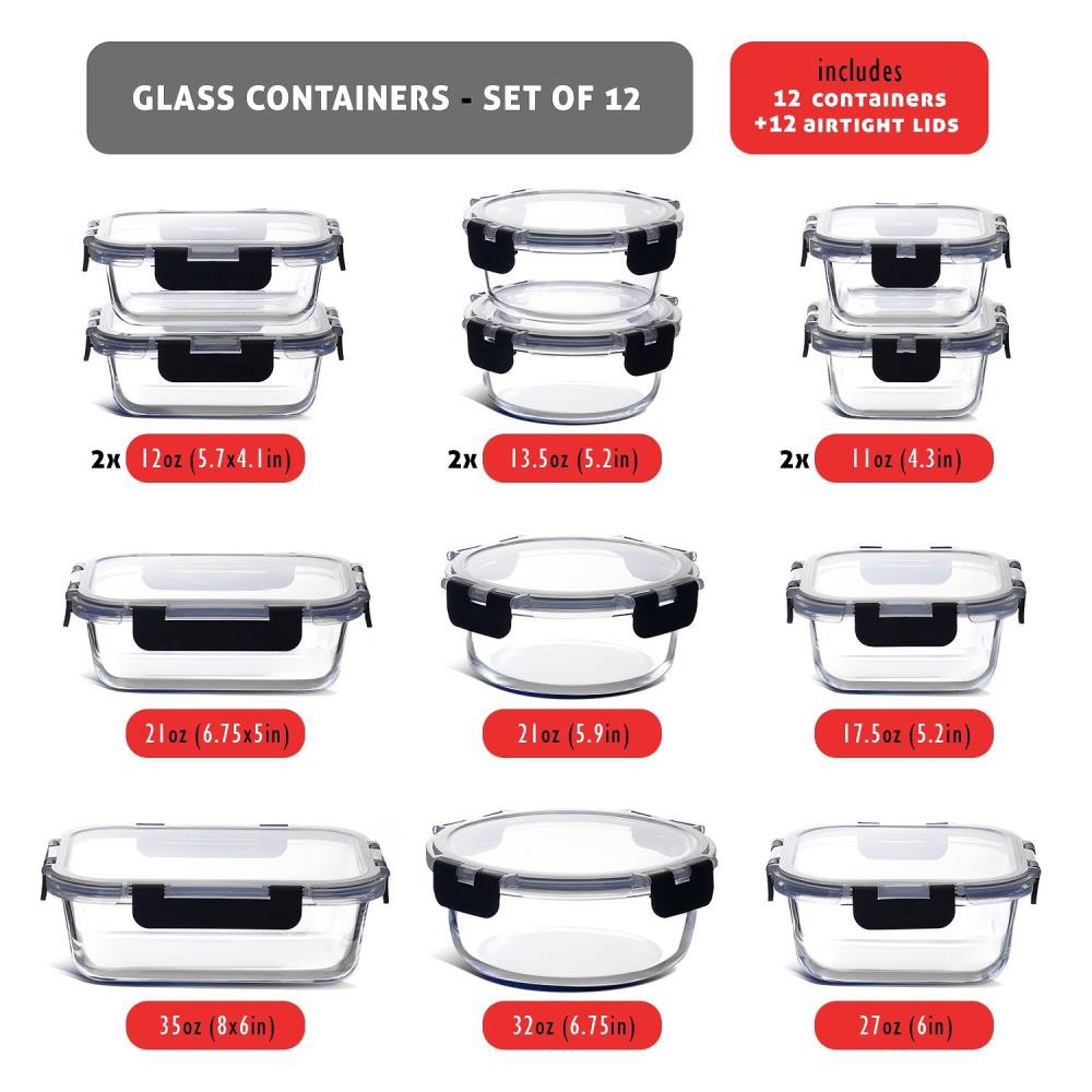 Borosilicate Glass Lunch Containers Set Leak Proof Airtight Stackable Multi Size