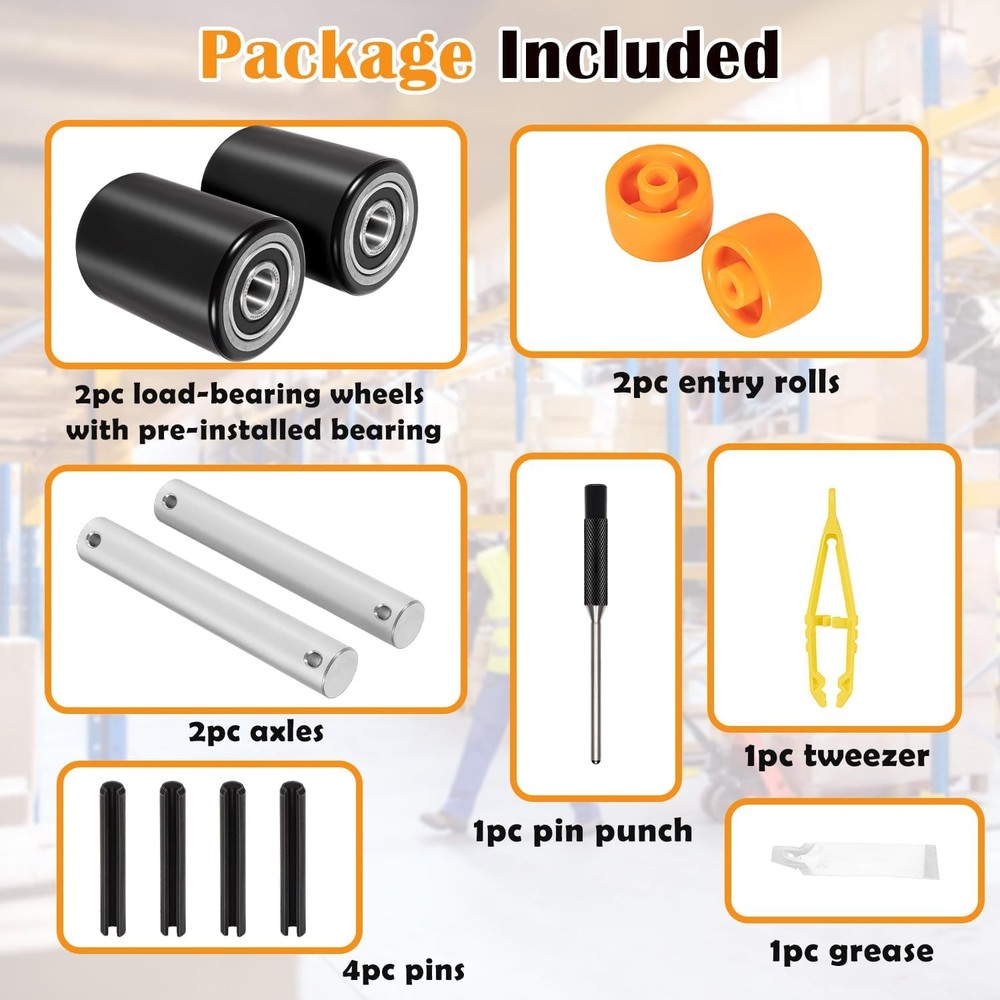 for Crown PTH50 Pallet Jack Front Load Wheels Replacement Kit Complete Tool Kit