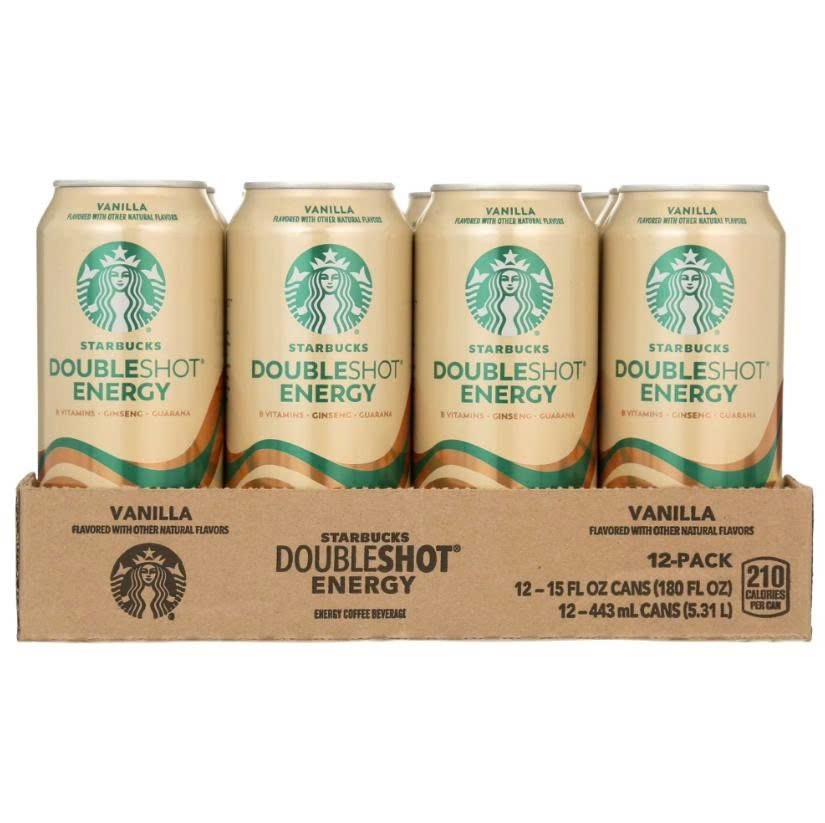 Starbucks Doubleshot Energy Vanilla, 225 mg Caffeine, 15 fl oz, 12 Pack