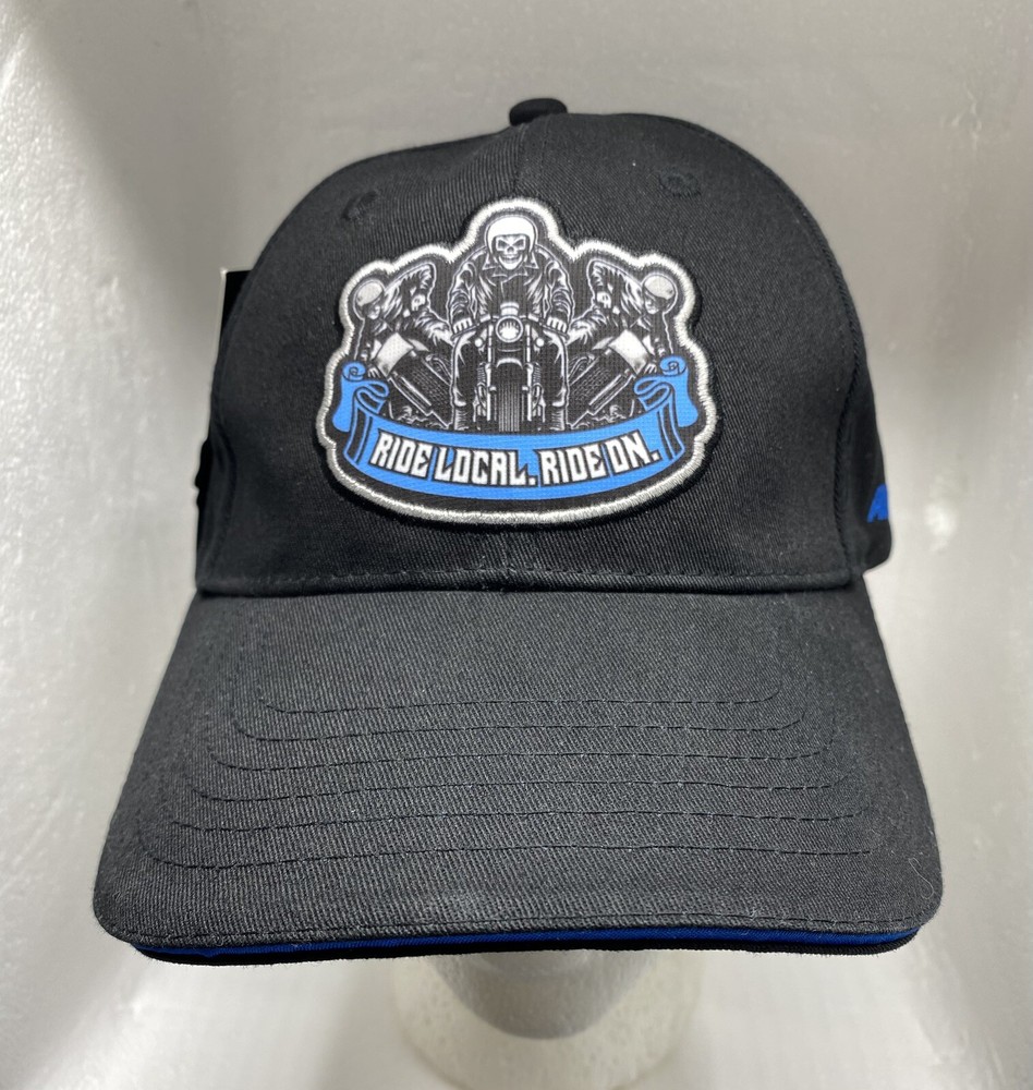 NWT Allstate Ride Local Ride On Adjustable Black Hat Cap Motorcycle