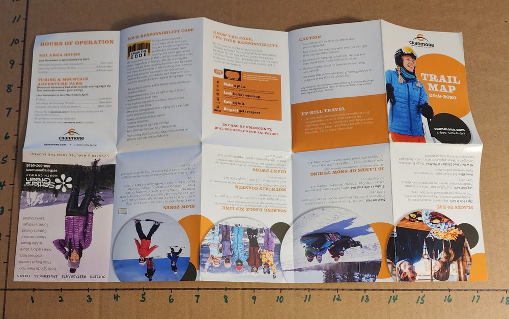 1960'S CRANMORE SKIMOBILE TRAIL MAP BROCHURES(2 DIFF.) PLUS 4 CURRENT TRAIL MAPS
