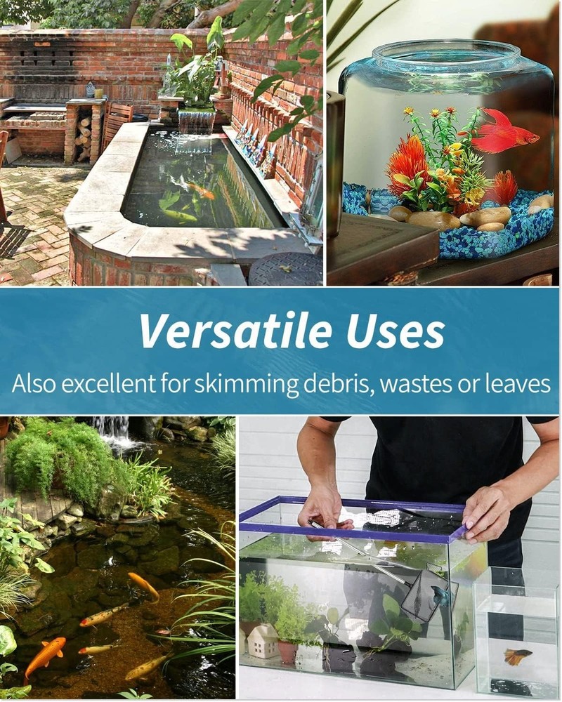 5-Inch Rust-Resistant Fish Net with Expandable Handle for Easy Debris Skimming
