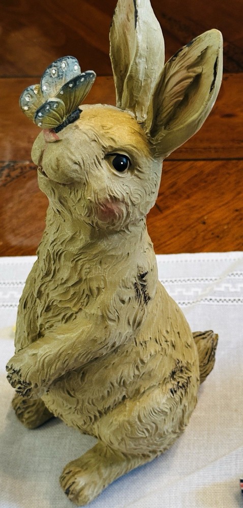 Elegant Easter Bunny Figurine Set Marble Wood Ceramic Rabbits Spring Decor