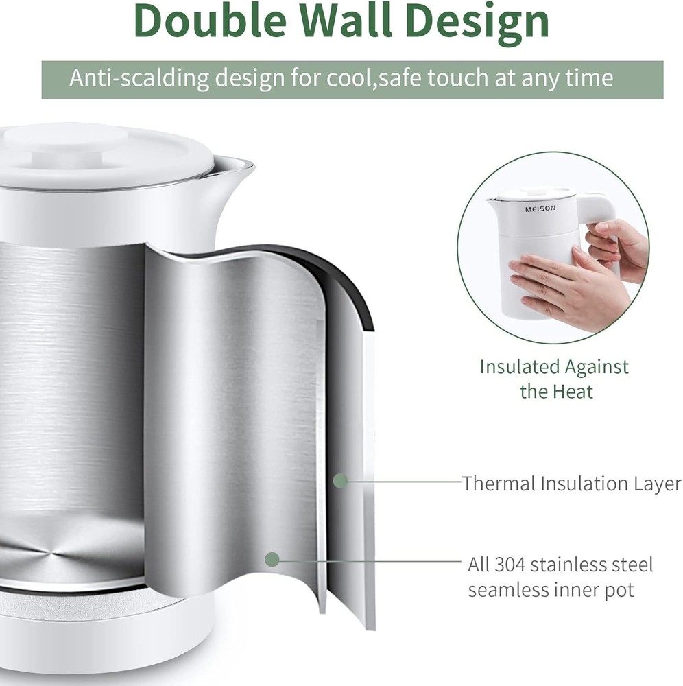 Portable Cool Touch 0.6L Electric Kettle – Auto Shut-Off & Durable Design