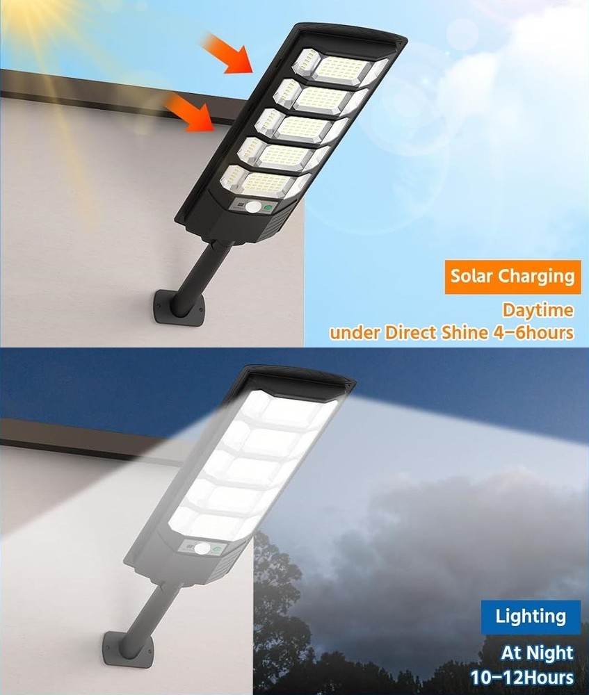 12000LM Solar Street Light Outdoor with Motion Sensor Remote Control Security