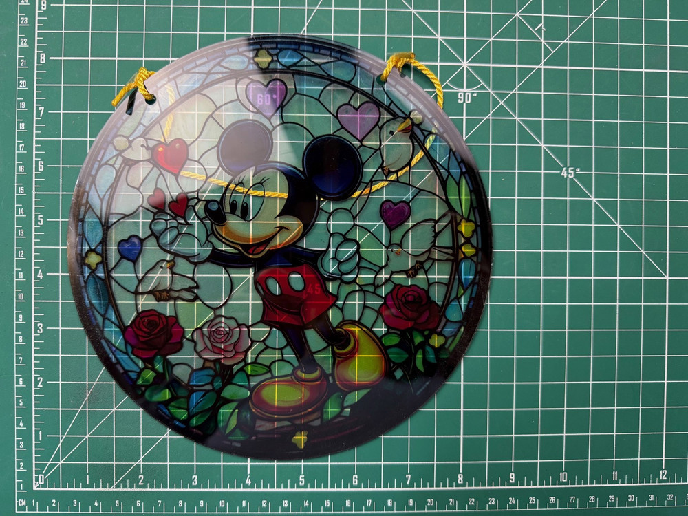 Large Mickey Mouse Flower and Hearts Sun Catcher