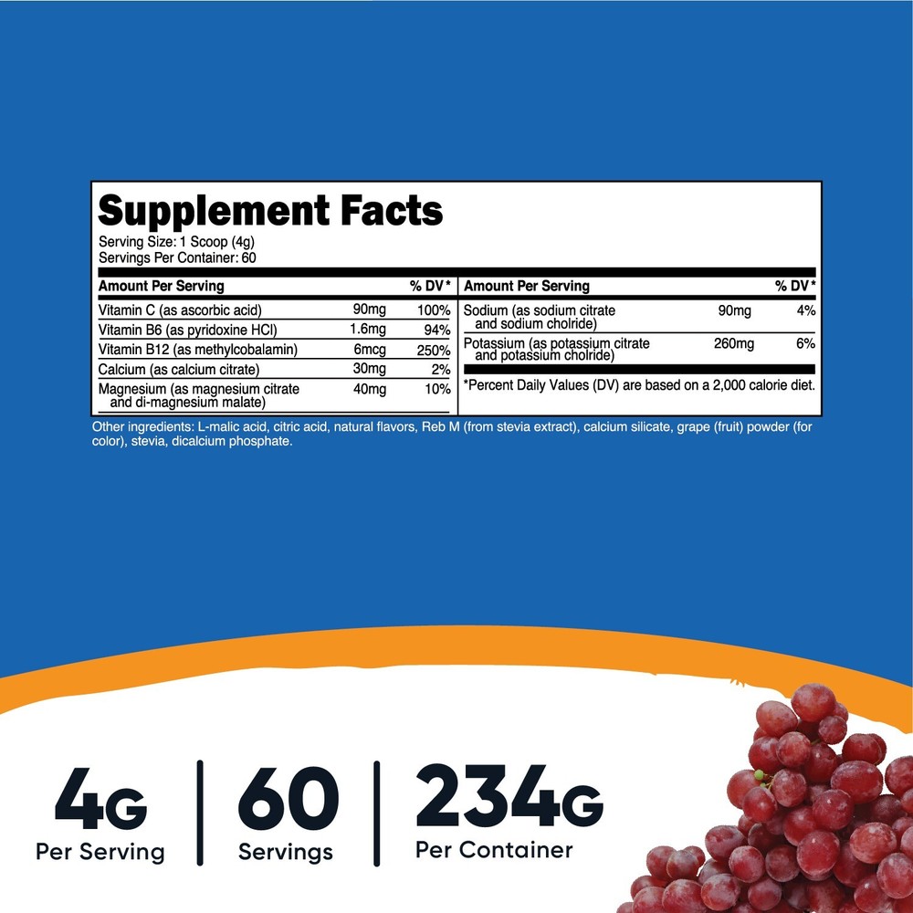 Nutricost Electrolyte Complex Hydration Powder (60 Servings, Grape)