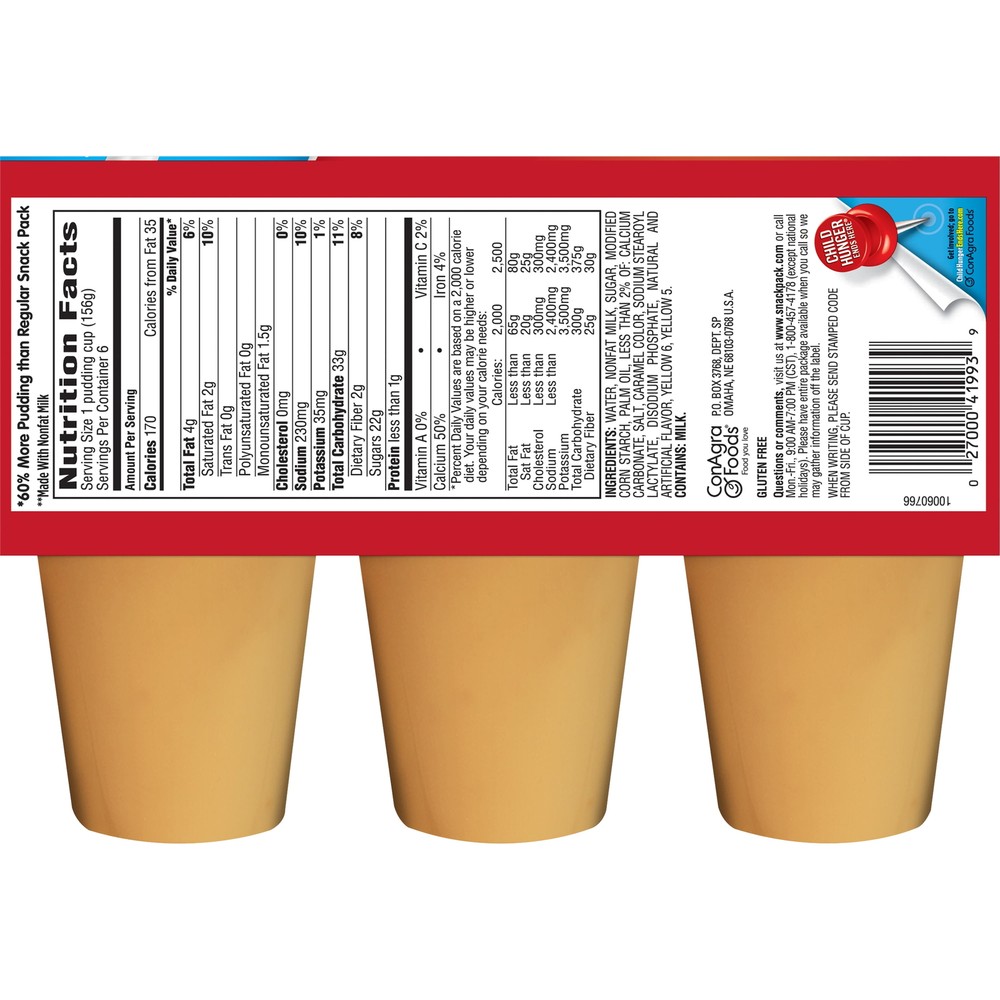 4 pack Butterscotch Flavored Pudding, Super Size, 6 Count Pudding Cups