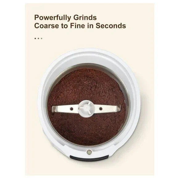 REEMIX Electric Coffee Grinder Large Capacity Stainless Blade, White/Black