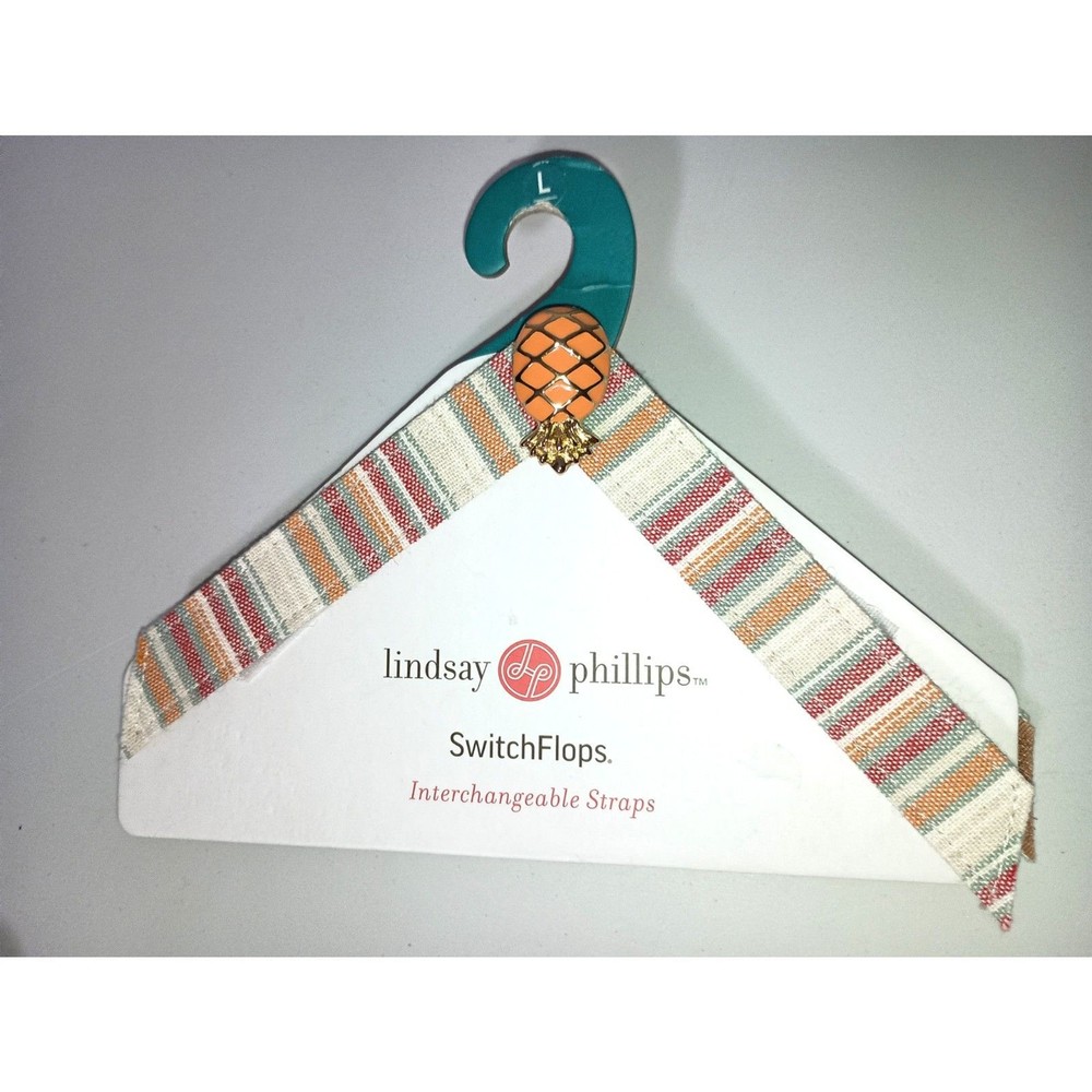 LINDSEY PHILIPS SwitchFlops Interchangeable Straps Snap Shell/Pineapple Size L