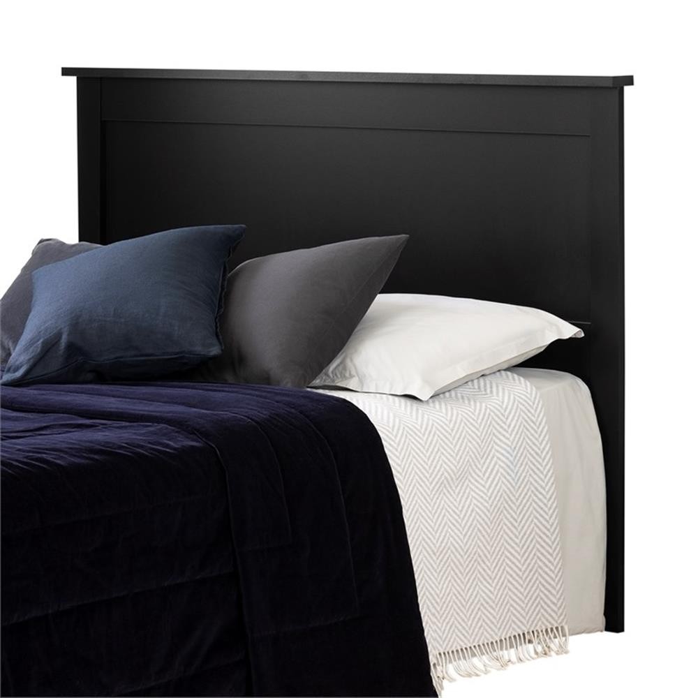 Pemberly Row Transitional Wood Full/Queen Panel Headboard in Black
