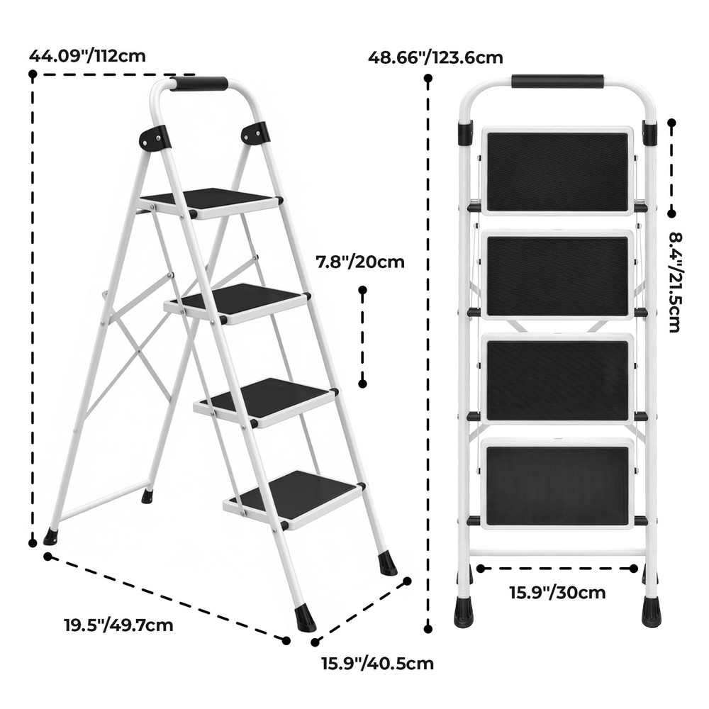 Step Ladder,Ultra-Thin Folding Step Stools 330 lbs Capacity, 2-Inch Thin