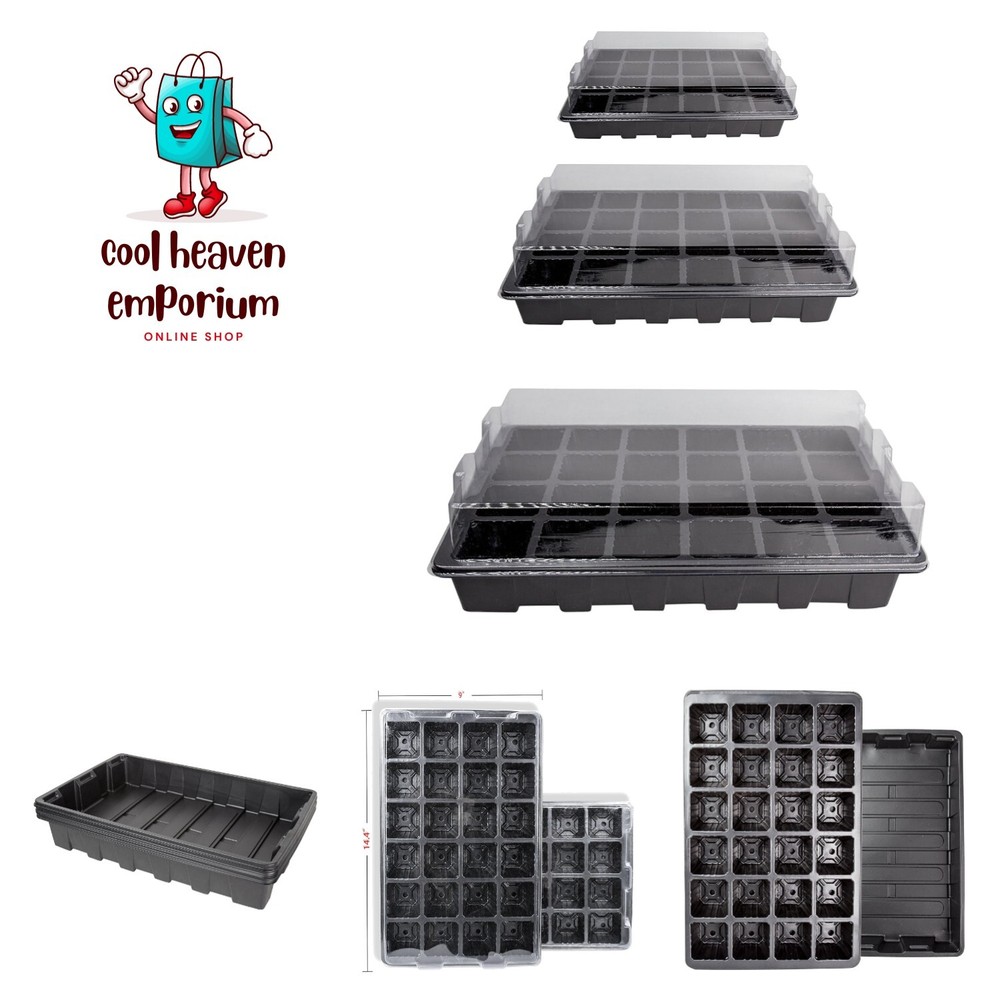 10 Pack -240 Cells -24 Grow Trays with Humidity Dome and Cell Insert - Mini P...