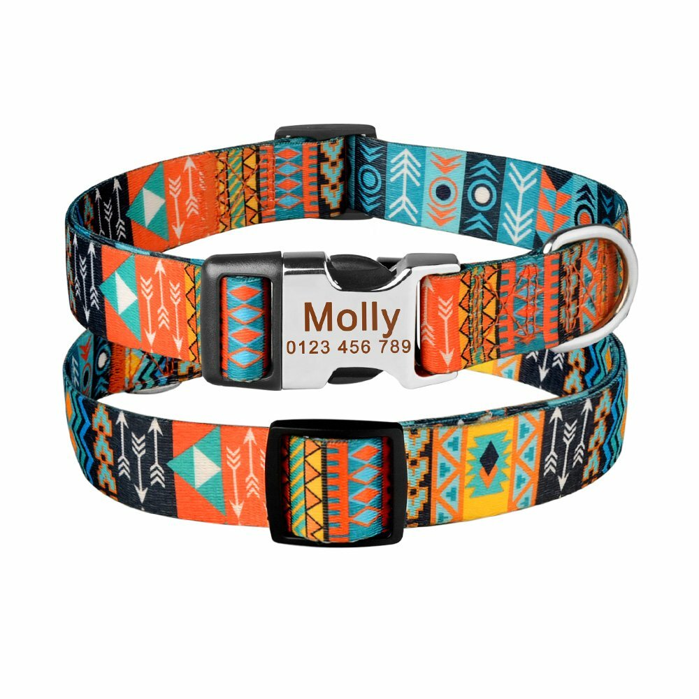Personalized Dog Collar for Small Dogs Engraved Name ID Tag Custom Medium Large