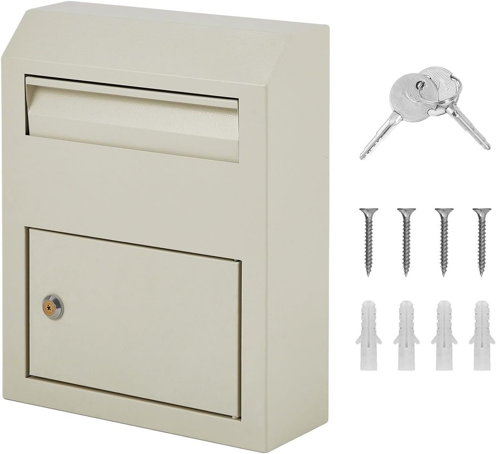 GRAVEE Wall-Mounted Mailbox Security Drop Box with Lock for Packages & Newspaper
