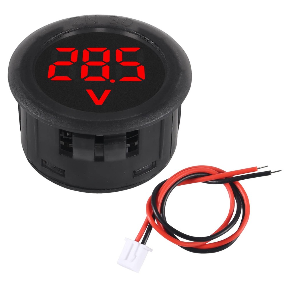 DWEII 5PCS DC 4-100V LED Digital Display Circular Two-Wire Voltmeter Red