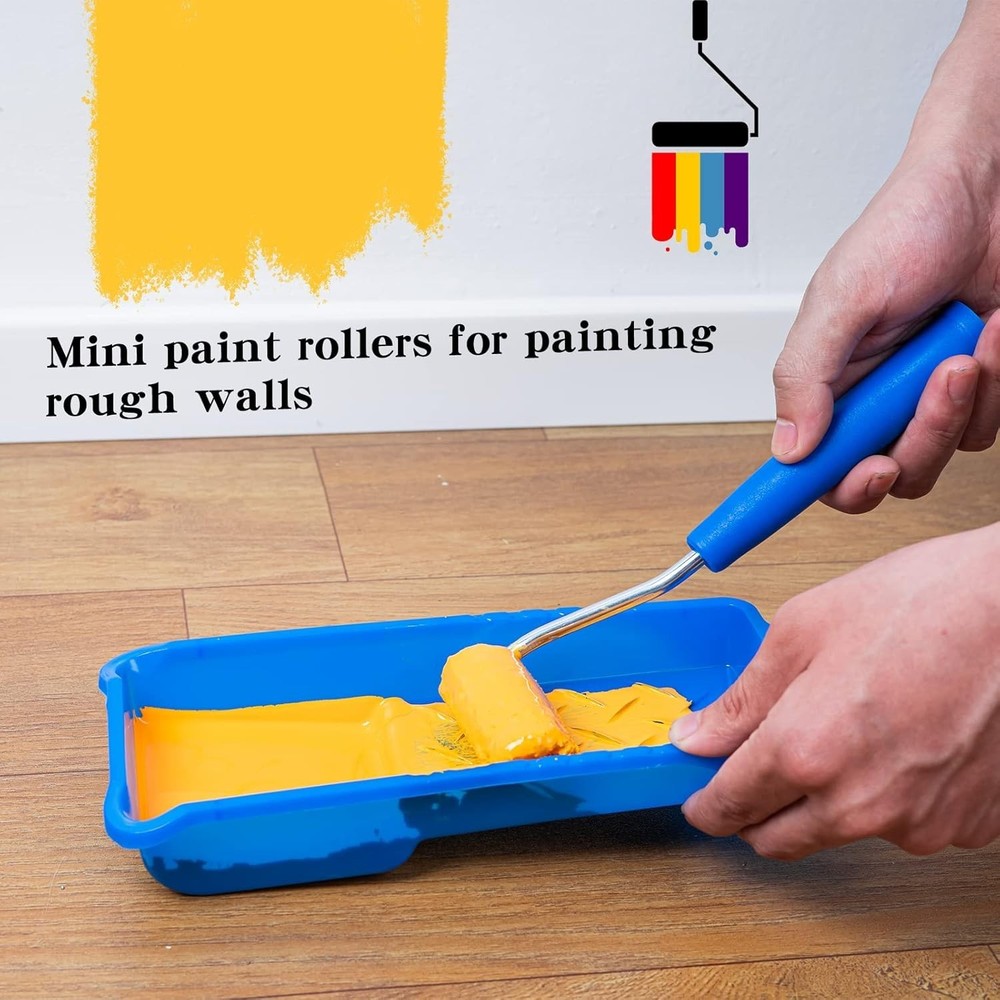 Compact Microfiber Paint Roller Pack - 9 Pieces for Effortless Home Renovation
