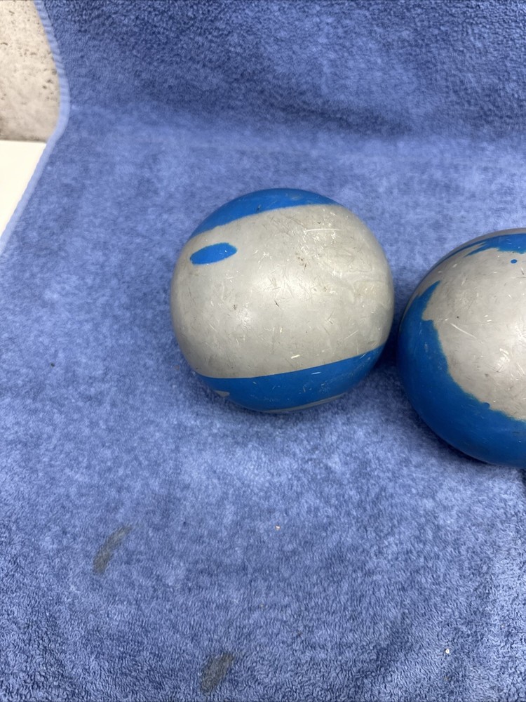 THREE PARAMOUNT DUCKPIN BALLS DUCK PIN BALL BLUE GREY