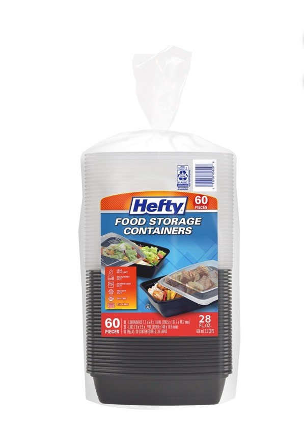 Hefty Food Storage Containers with Lids, 28 oz., 60 pc.