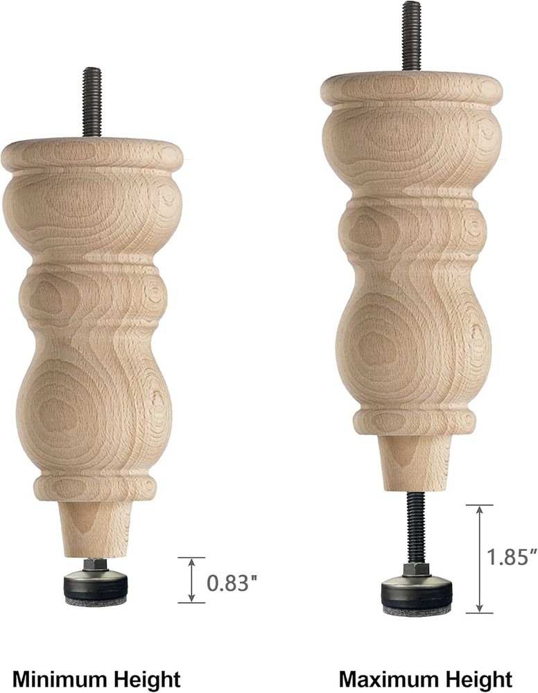 3/8" Threaded Leveling Feet Adjustable 3/8”-16 UNC Thread, 4 Sets