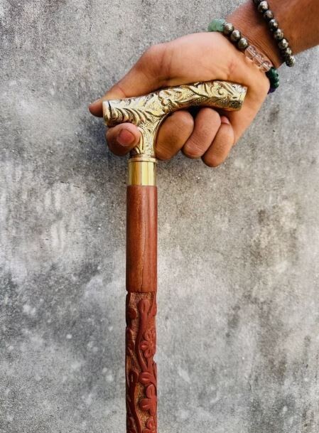 Walking Cane Brass Handle | 36" Victorian Handmade Designer Style
