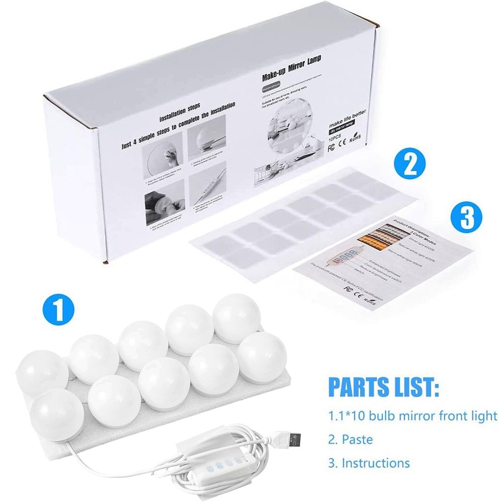 Hollywood Led Vanity Lights Strip Kit, with 10 Dimmable Light Bulbs