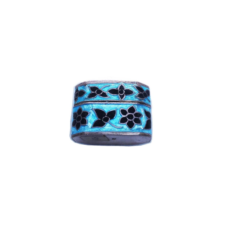 vintage silver decorative Trinket Box with Mughal design meena with leaf work