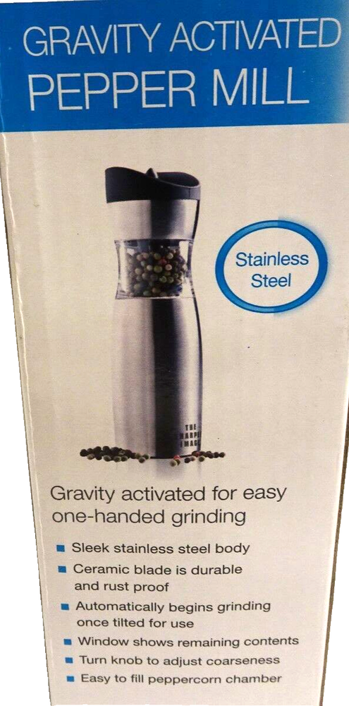 Sharper Image Gravity Activated Pepper Mill Stainless steel New Boxed