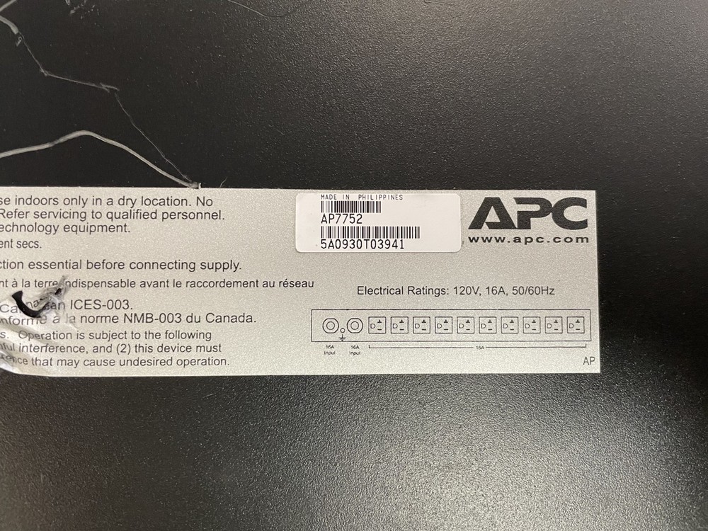 APC AP7752 Automatic Transfer Switch Rackmountable - 120V 16A 50/60Hz