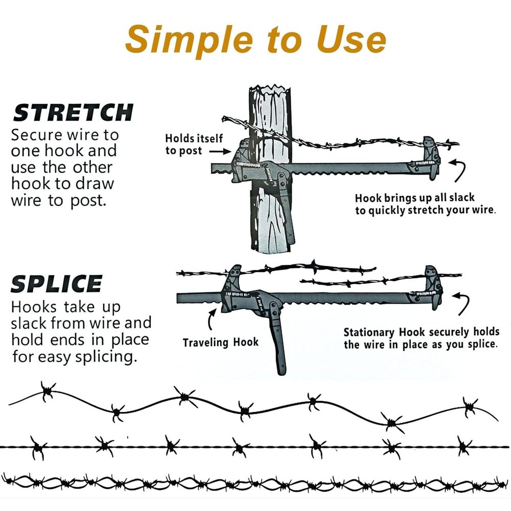 Fence Stretcher Splicer Tool Carbon Steel Heavy Duty