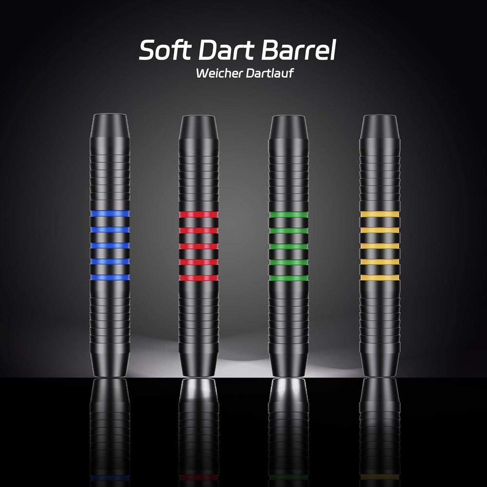 Professional Soft Tip Darts Set - 12 Pack with Colored Barrels & Extra Tips