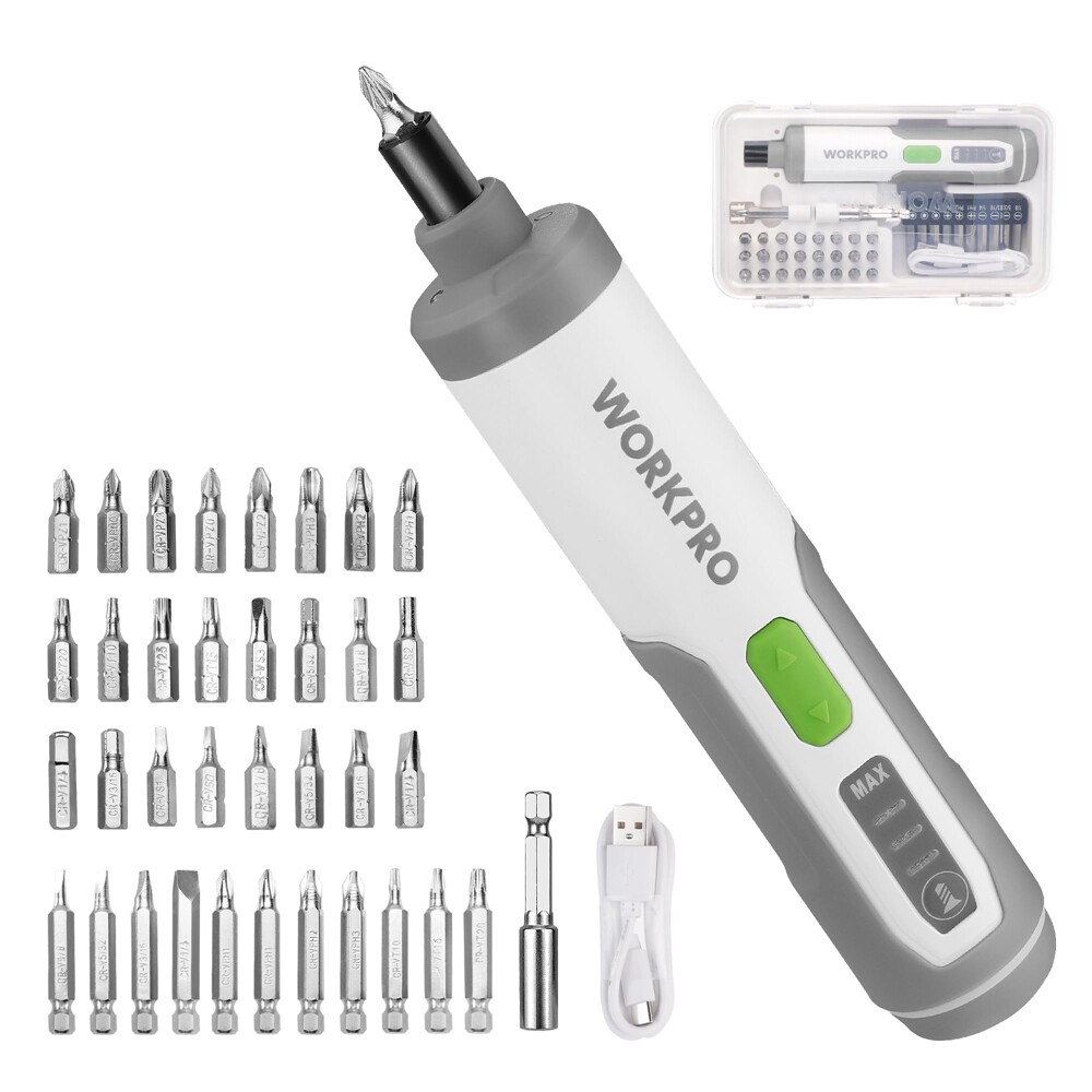 WORKPRO Rechargeable 4V Electric Screwdriver w/35 Bits Cordless Screwdriver Sets