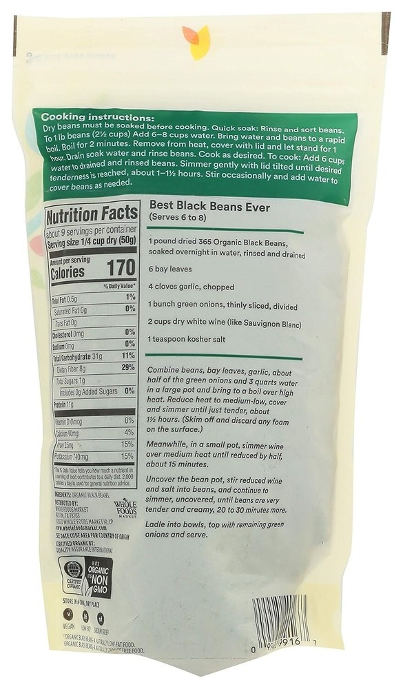 Convenient 2-Pack Organic Black Beans, 16 oz Each - Healthy and Versatile
