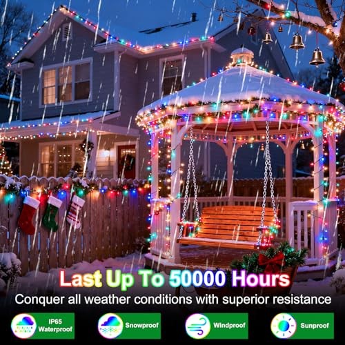 Christmas String Lights Outdoor, 12 Modes and Timer 1500 LED 470FT Multicolor