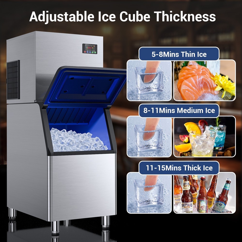 600LBS/24H Commercial Ice Maker Built-in Undercounter Ice Cube Machine Automatic