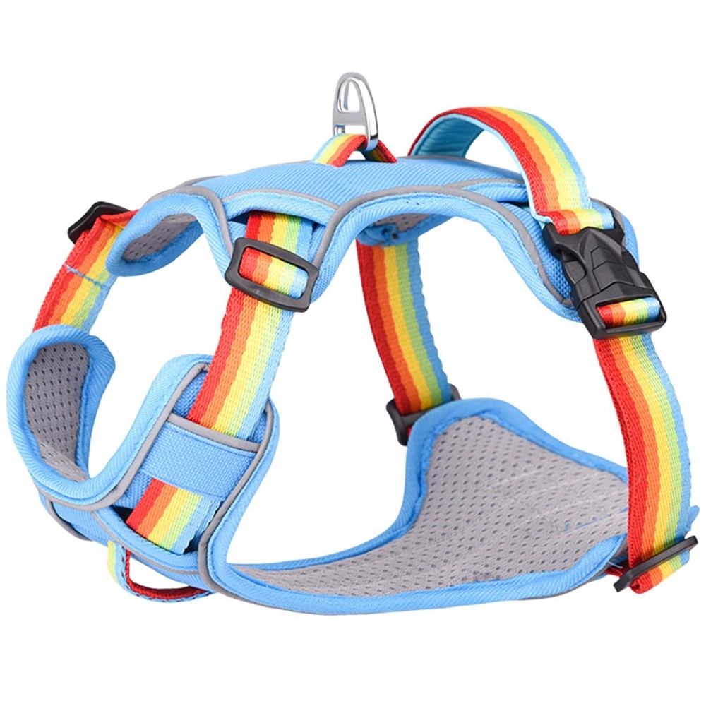 No Pull Dog Harness, Vibrant Striped Rainbow with Reflective Accents, Medium,...