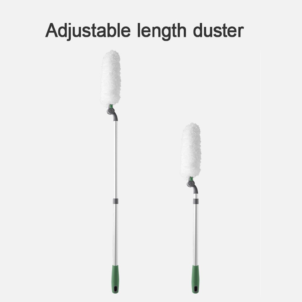 Long Handle Duster with Extension - Reusable & Easy Home Cleaning Tool, White