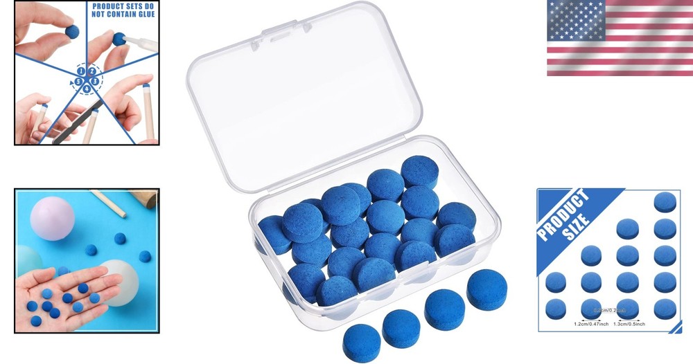 High-Quality Billiard Tip Kit - 20 Replacement Tips with Handy Storage Box