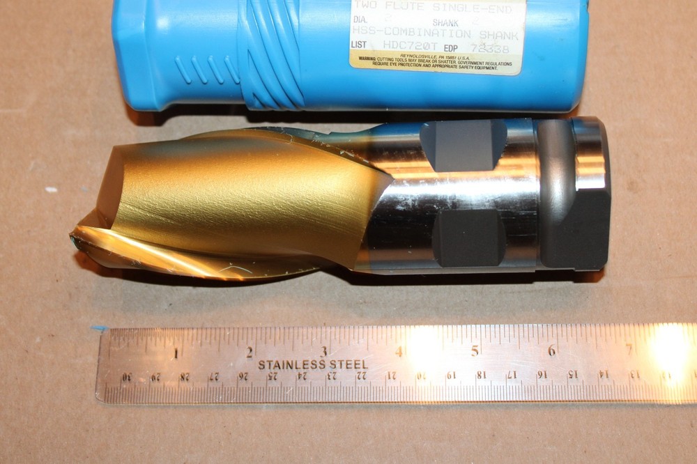 NIAGARA 72338 TWO FLUTE SINGLE END MILL 2 "DIA & 2" SHANK COMBO TITANIUM - NEW