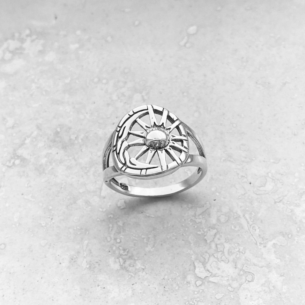Sterling Silver Moon and Sun Ring, Statement Ring, Silver Rings, Celestial Ring