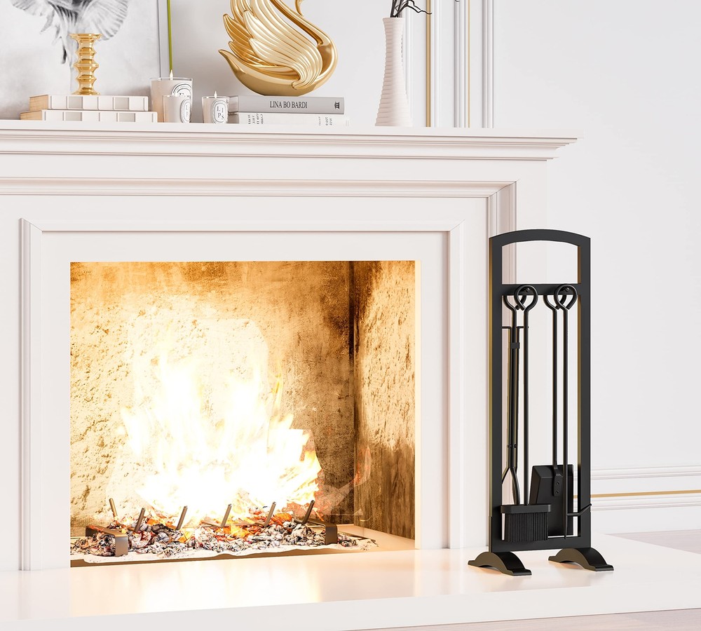 5 Pieces Fireplace Tools Set Black Fire Tools Set And Holder Outdoor Fire Pit Se