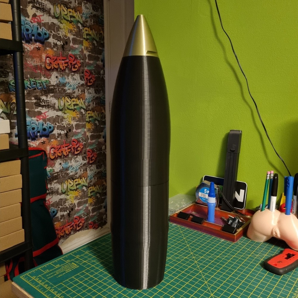 Fake 3D Printed Plastic Inert Howitzer 105mm Shell Round