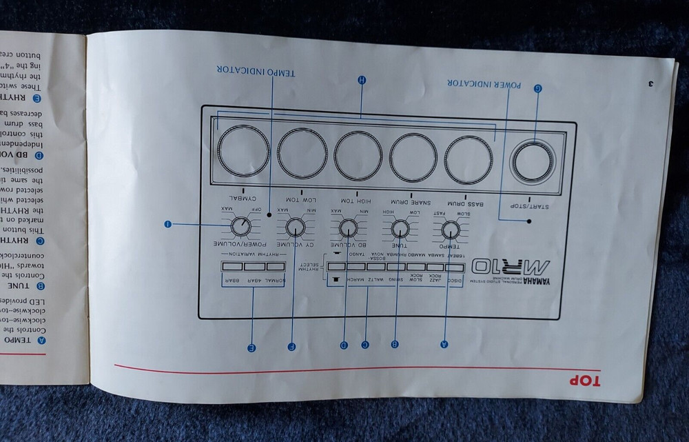 Yamaha MR10 Drum Machine Owner's Manual
