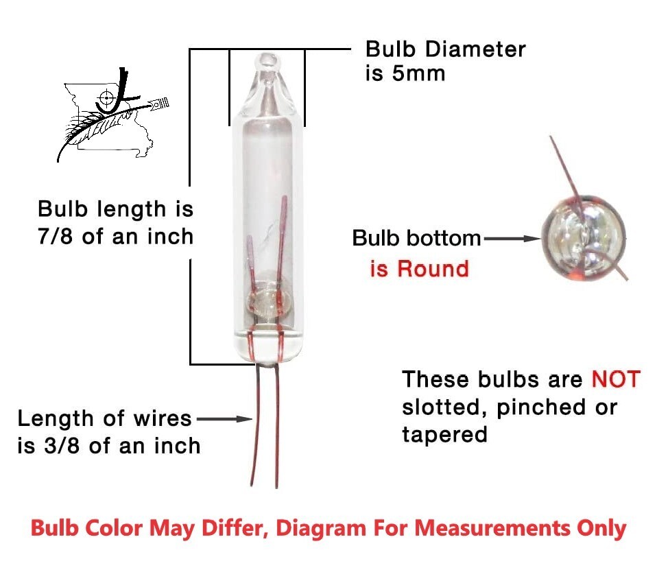 10 BARE Mini Bulb Flashers Christmas Tree Lights Replacement Bulbs 2.5 V .425W