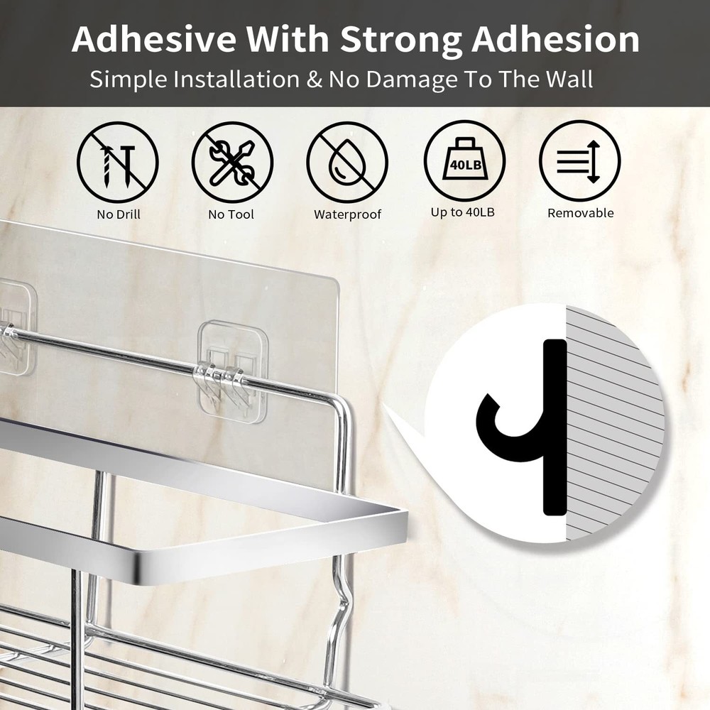 Shower Caddy + Multi-Function Wall Mounted Rack 3-Pack Shower Organizer